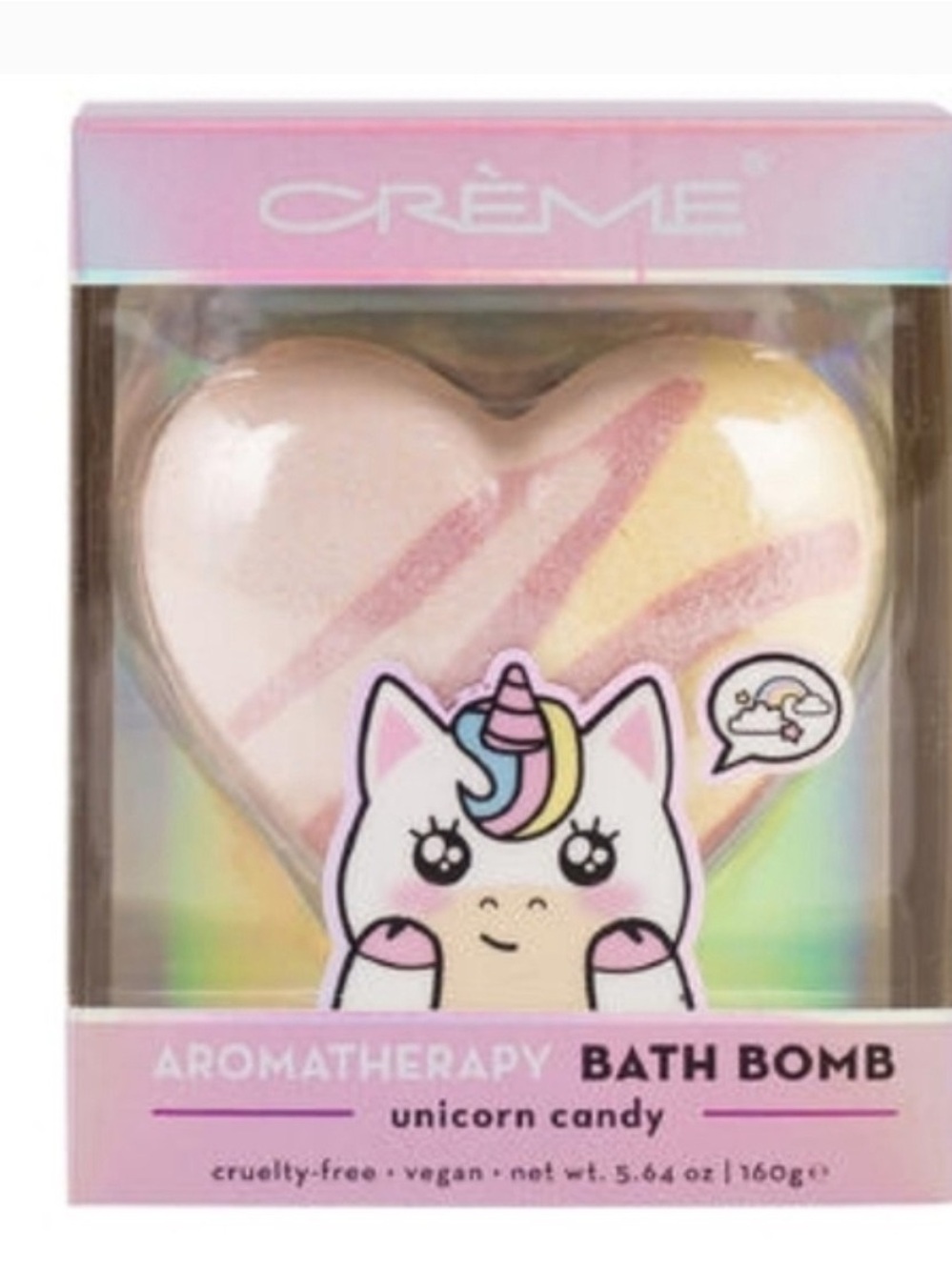 Crème Unicorn Candy Aromatherapy Heart Bath Bomb